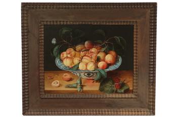 Still Life of Peaches in Chinese Bowl by 
																	Gillis van Hulsdonck