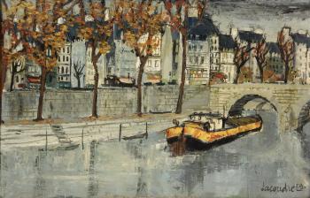 Barge on the Seine by 
																			Claude Jean-Pierre LaCoudre