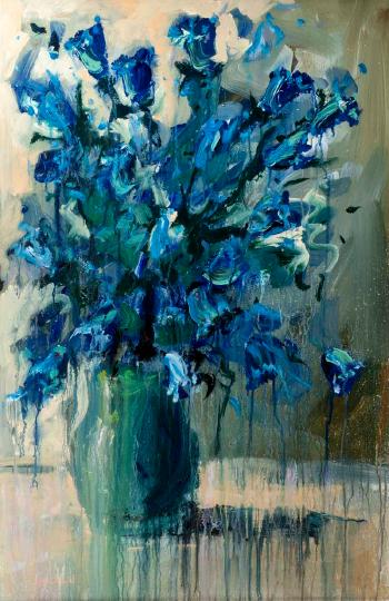 Flower study in blue by 
																	Angelina Raspel