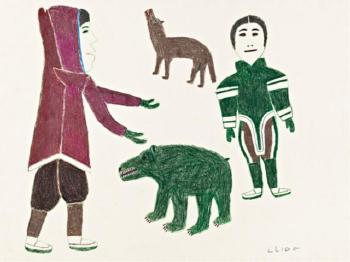 Untitled (Man, woman, bear and wolf) by 
																	Olive Mamak Innakatsik