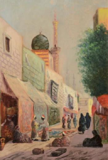 Rue animée au Caire by 
																	Bela Bacskay