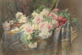 Jetée de fleurs sur un entablement by 
																	Eugenie-Juliette Faux-Froidure