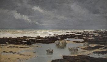La plage à marée basse by 
																	Augustin Marcotte de Quivieres