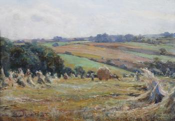 Harvest nr Whitby Yorks by 
																			Walter Emsley