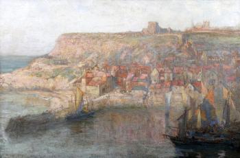 View of Whitby harbour by 
																	Walter Emsley