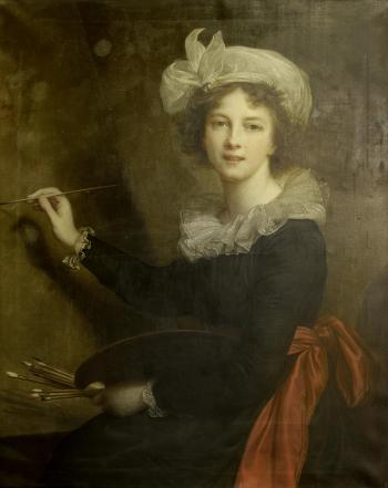 Portrait of Élisabeth Louise Vigée-Lebrun at her easel by 
																	Angelo Mambriani