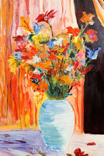 Flowers in a vase by 
																			Joseph Kaknes