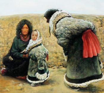 A Tibetan Woman and Child by 
																			 Lin Weiming