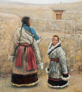 A Tibetan Woman and Child by 
																			 Lin Weiming