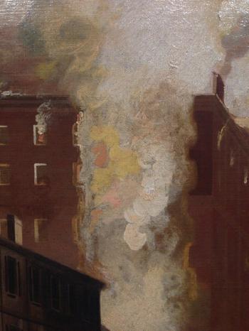 Boston’s Exchange coffee house burning of 1818 by 
																			John Ritto Penniman