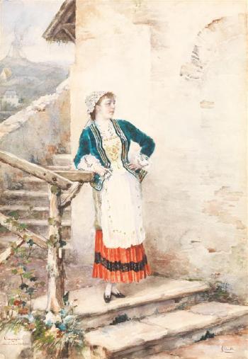 Portrait présumé de Bianca Donadio en paysanne by 
																	Salvatore Olivietti