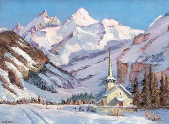 Kandersteg-La Blünlisalp et église en hiver by 
																	Paul Esnoul