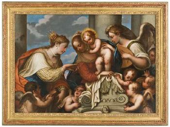 Die mystische Vermählung der Heiligen Katharina by 
																	Giovanni Battista Lambranzi