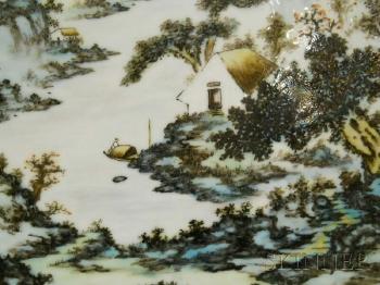 Landscape with a house and boat by 
																			 Xie Yu