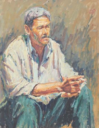 Homme assis by 
																	Moulay Driss Jebrane