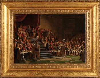 Le roi Louis XVIII, présidant l'ouverture de la session des chambres, le 4 juin 1814 by 
																	Auguste Jean Baptiste Vinchon