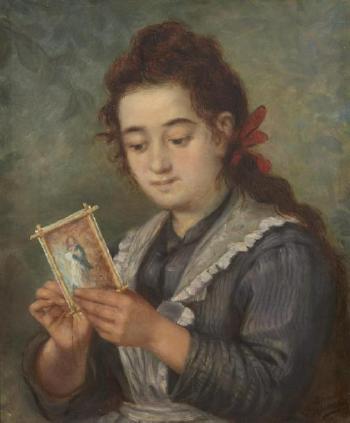 Jeune fille brodant by 
																	Lucien Przediorski