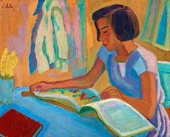 Flicka med röd bok (Mollie Faustmans dotter) by 
																			Mollie Faustman