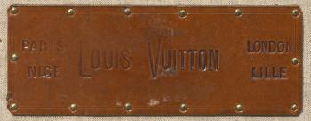 A rare custom Louis Vuitton printed canvas, enameled metal and wood art trunk by 
																			Louis Vuitton