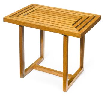 An Edward Durell Stone for Fulbright Furniture oak end table by 
																	 Fulbright Industries