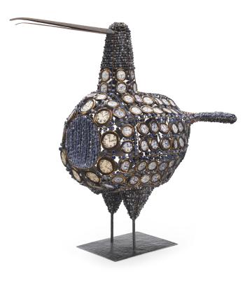 A Birger Kaipiainen for Arabia stoneware and metal bronze 'Bead Bird' figure by 
																			Birger Kaipiainen