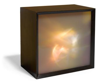 An Earl Reiback for Lightolier chipboard, thermoplastic and perspex 'Lumia' kinetic lighting object by 
																	Earl Reiback