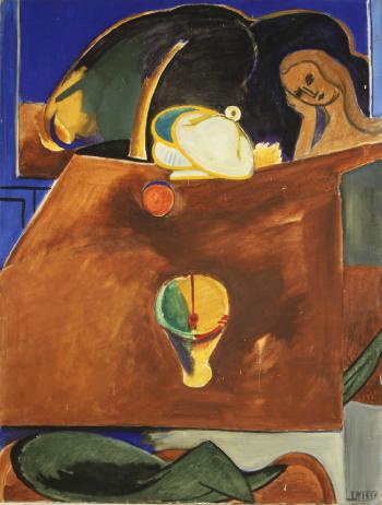 A Young Woman with a Still Life by 
																			Antoine Irisse