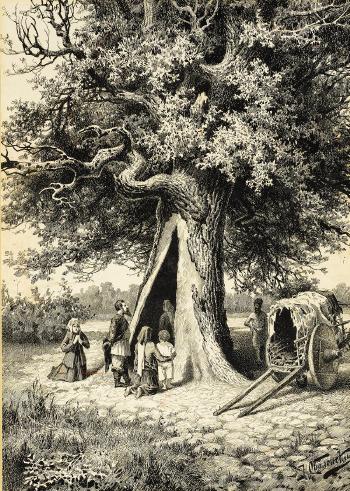 Praying at the holy oak by 
																	Nikolai Nikolaevich Obolenskii