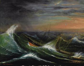 Ship in a stormy sea by 
																			Alexander Vasilivitch Vyushin