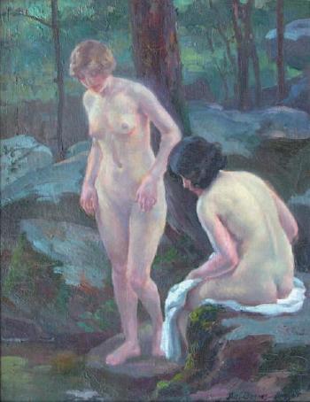 Baigneuses au ruisseau by 
																	Suzanne Daynes-Grassot-Solin