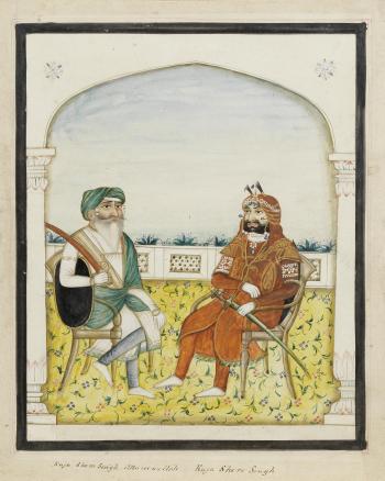 A series of twelve watercolours depicting Sikh rulers and other notables, and other Punjabi and North Indian figures by 
																			 Punjab School