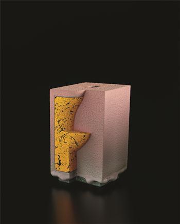 Yellow and Pink from the 'Archimetric' series by 
																	Ron Nagle