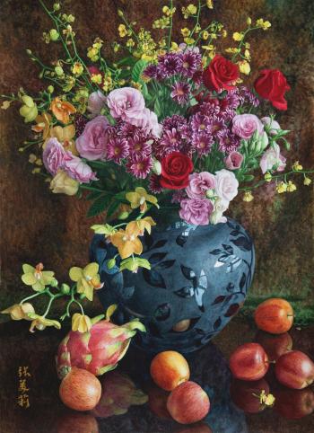 Still Life With Flowers And Fruits by 
																	 Zhang Meili