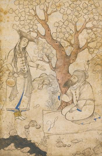 A Maiden And Bearded Man By a Stream by 
																	Muhammad Qasim