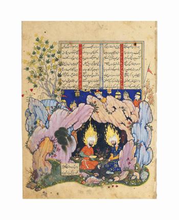 Iskandar Encounters Ilyas And Khizr At The Well Of Life by 
																	 Qazvin School