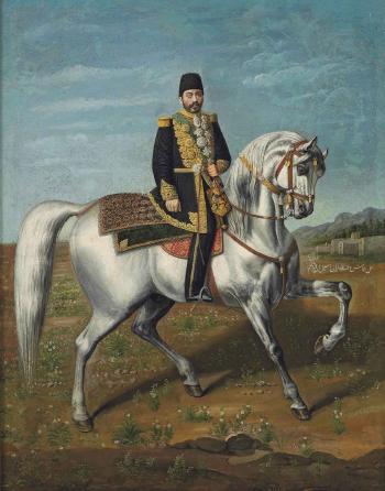 An Equestrian Portrait Of Mirza Hussayn Khan Moshir Al-dawla Sepahsalar (d. 1881 AD) by 
																	Ismail Jalayir