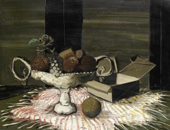 Still life with fruit bowl and empty box by 
																	Christo Coetzee