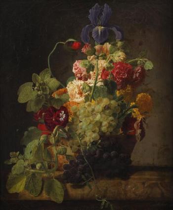 Le panier de fleurs et de fruits by 
																	Moise Jacobber