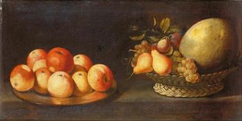 Bodegón con azafate de fruta y plato de manzanas by 
																	Juan van der Hamen y Leon