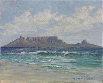 A view of Table Mountain from across Table Bay by 
																	George Paul Canitz