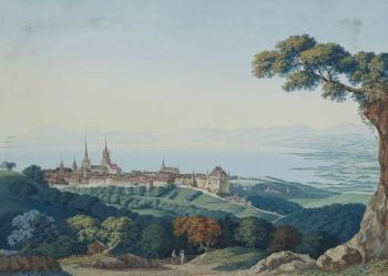 A view of Lausanne by 
																	Carl Ludwig Hackert