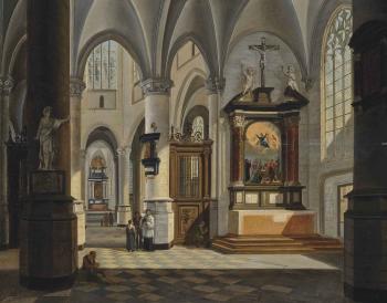 A church interior by 
																	Josephus Christianus Nicolie
