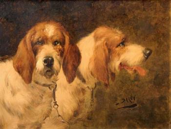 Les chiens de chasse à l'attaque by 
																	Louis Darey