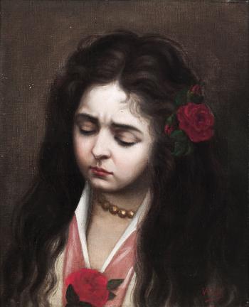 Joven con rosas by 
																	Manuel Wssel de Guimbarda