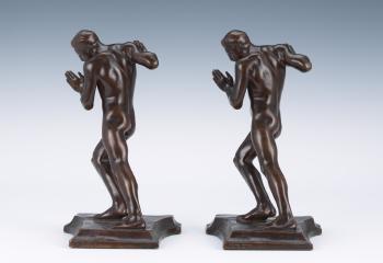 Pushing Men Bookends by 
																			Harriet Whitney Frishmuth