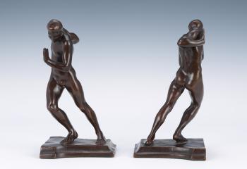 Pushing Men Bookends by 
																			Harriet Whitney Frishmuth