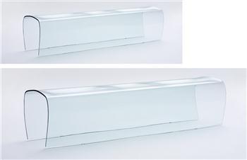 Two prototype 'Bent Glass Benches' by 
																	Naoto Fukasawa