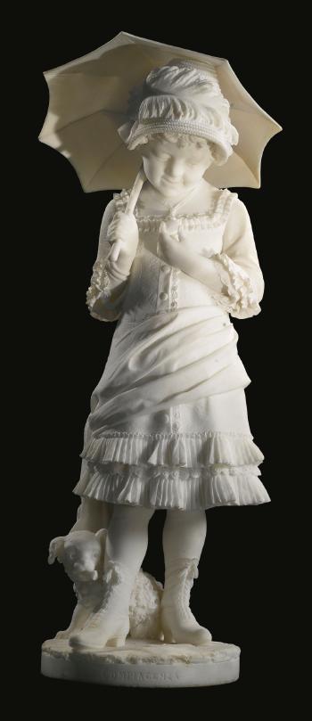 La compiacenza, a carved marble figure by 
																			A Gambi