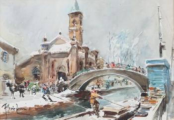 Vecchia Milano, S. Cristoforo al Naviglio by 
																	Alfredo Zecca