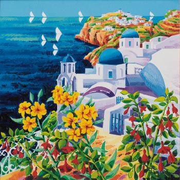 Passeggiando tra i fiori di Santorini by 
																	Athos Faccincani